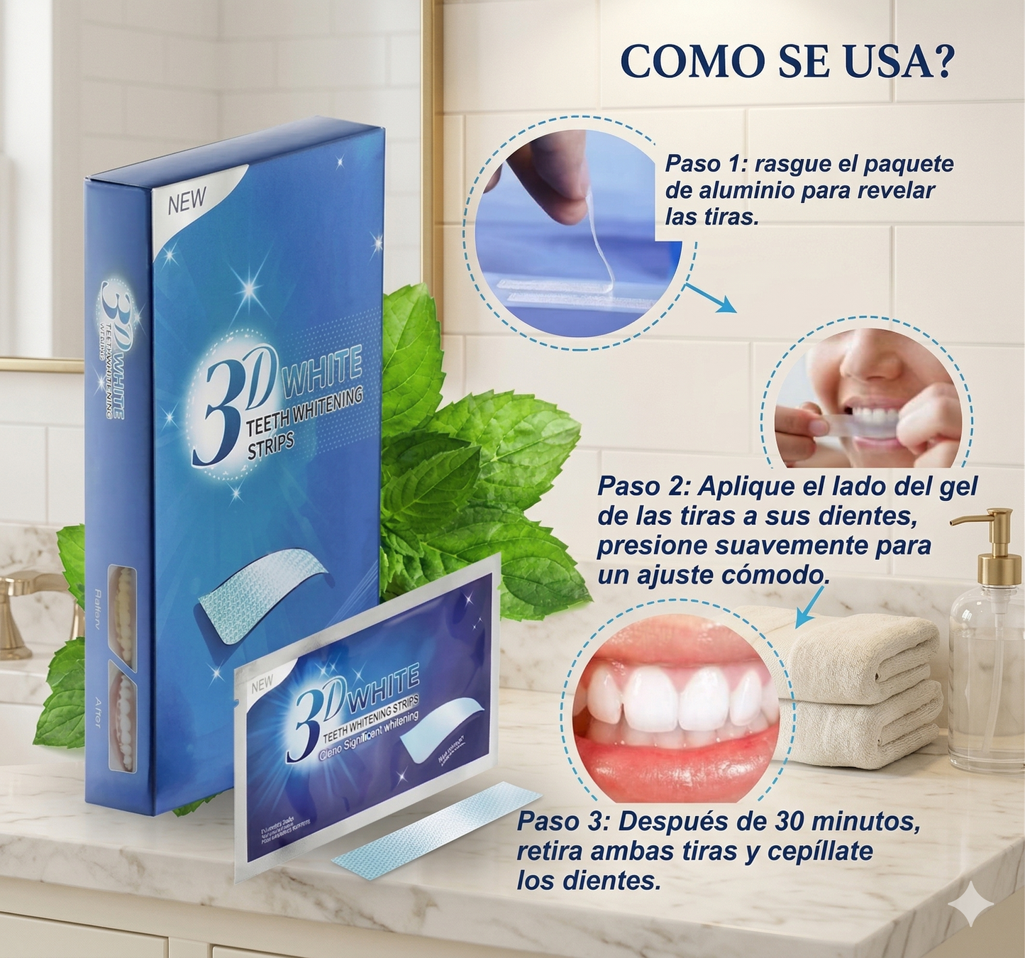 NO MAS DIENTES AMARILLOS: TIRAS BLANQUEADORAS DENTALES 1 CJA X7 PARES